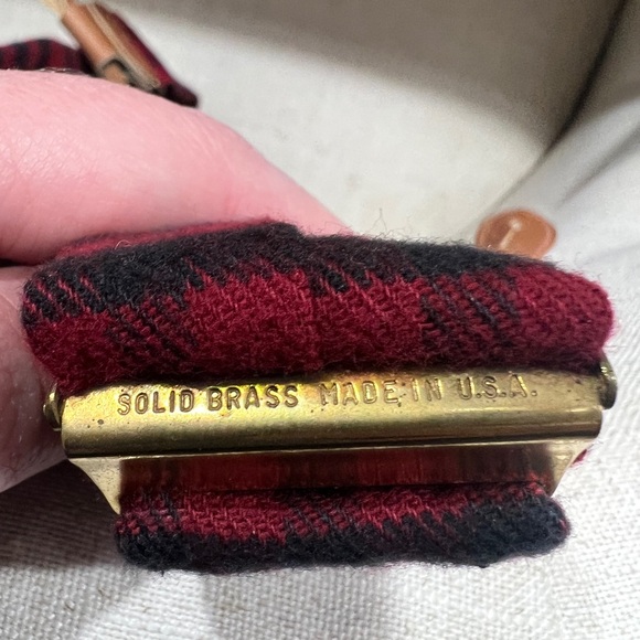 Vintage RARE MENS Polo Ralph Lauren Green Red Black Suspenders Braces Brass